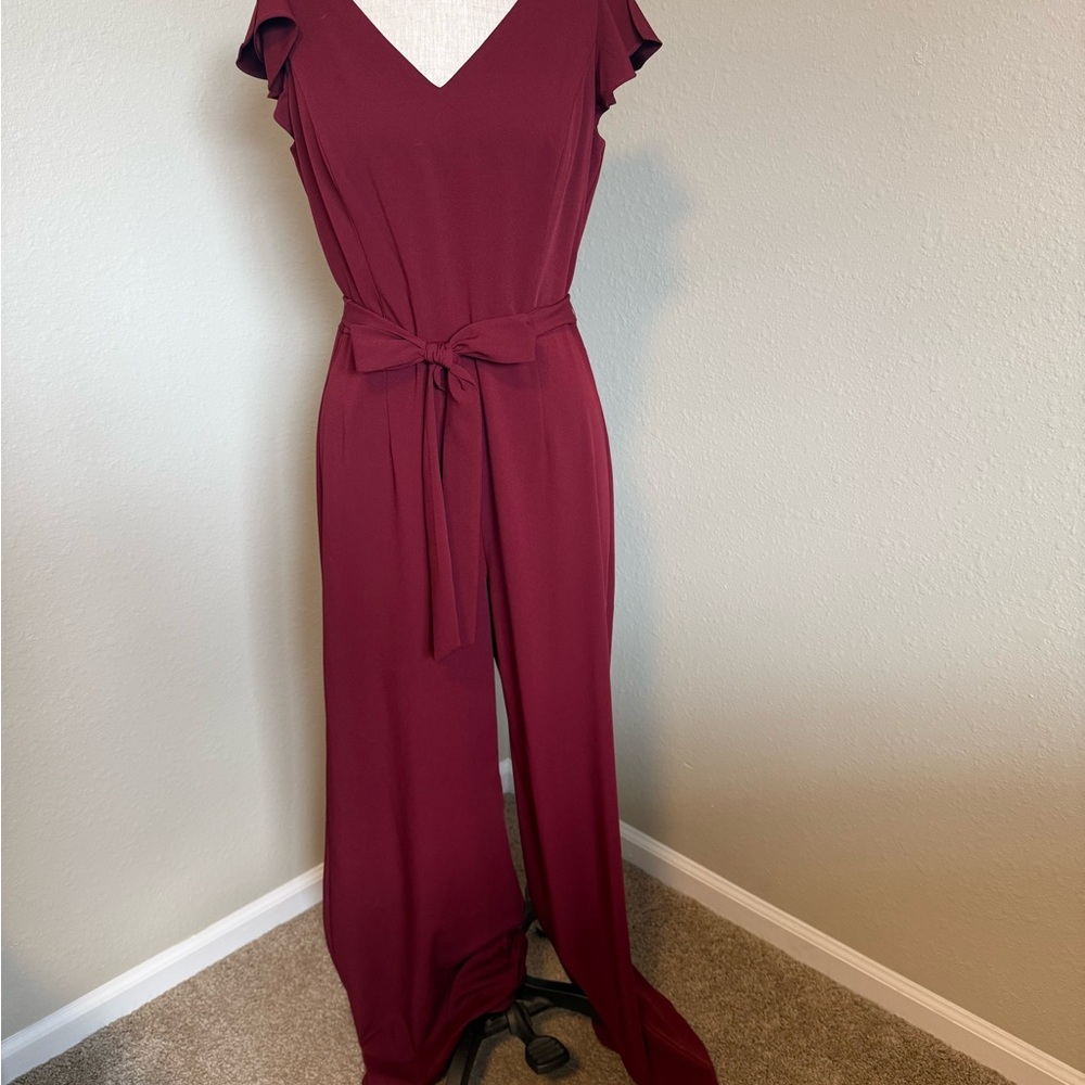 NWT White House Black Market Deep Red Jumpsuit